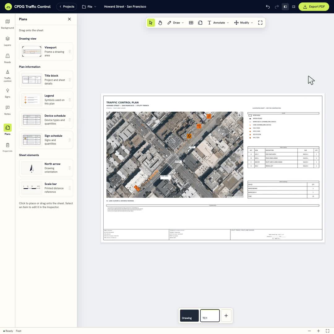 Finished traffic control plan example